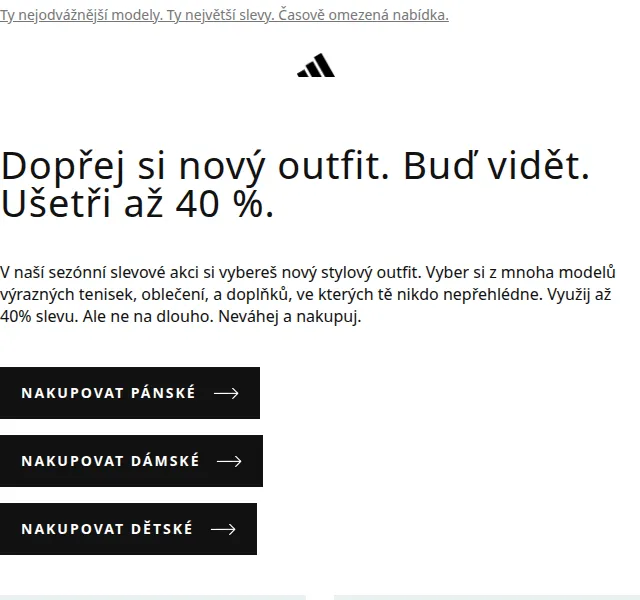 adidas: Sezónní výprodej se slevou až 40 % – červenec 2026 | Nuslet.cz