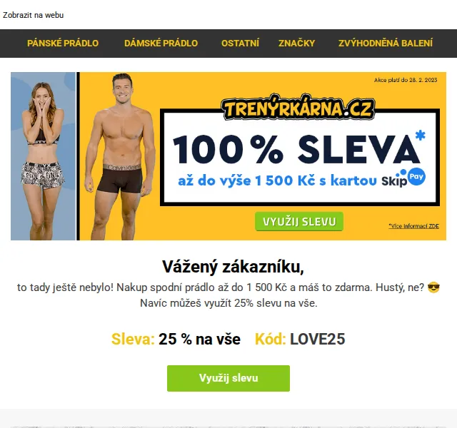 Trenýrkárna.cz: Prádlo zdarma až 1500 Kč – červen 2026 | Nuslet.cz