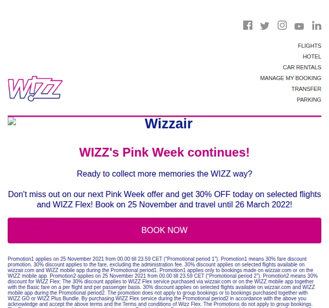 Wizz Air: 30% sleva na letenky a WIZZ Flex – březen 2026 | Nuslet.cz