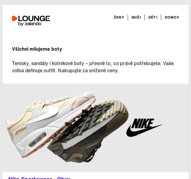 Lounge by Zalando: Boty Nike, Salomon, Högl se slevou až 80 % – červen 2026 | Nuslet.cz