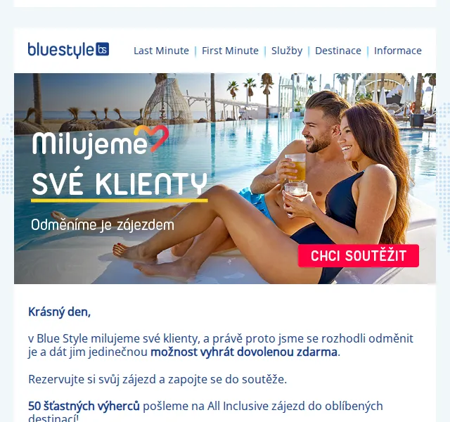 ✈ CK Blue Style ☀️: Soutěž o All Inclusive zájezd s 50 výherci – červen 2026 | Nuslet.cz