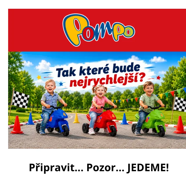Pompo E-shop: Odrážedla a tříkolky – červenec 2026 | Nuslet.cz