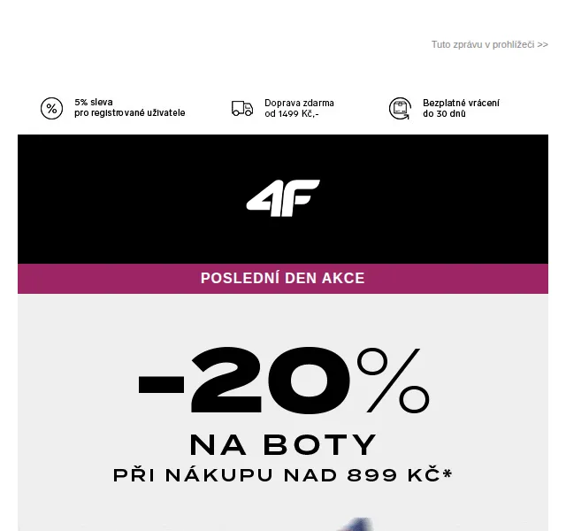 4Fstore: -20% na boty – červen 2026 | Nuslet.cz