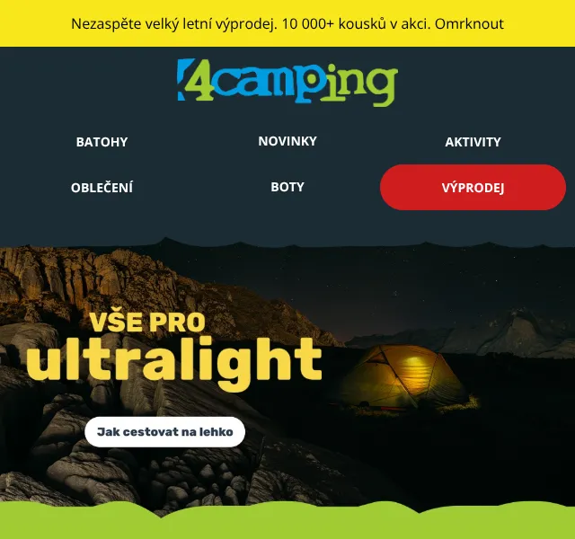 4camping.cz: ultralight vybavení – srpen 2026 | Nuslet