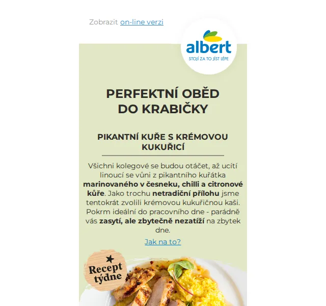 Albert: Pikantní kuře s kukuřicí za minimální náklady – červen 2026 | Nuslet.cz