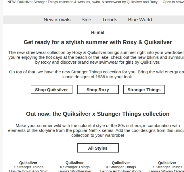 BLUE TOMATO: Quiksilver & Roxy nová kolekce + Stranger Things – červen 2026 | Nuslet.cz