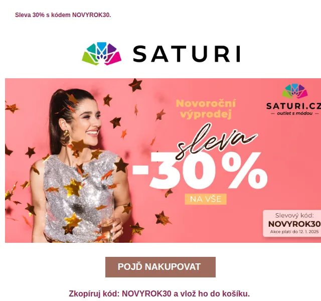 Saturi: Sleva 30 % s kódem – leden 2025 | Nuslet.cz