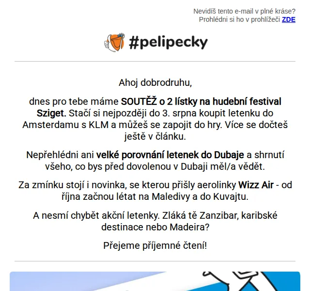 Tereza z Pelipecky.cz: SOUTĚŽ o vstupenky na Sziget + letenky do Dubaje – červen 2026 | Nuslet.cz