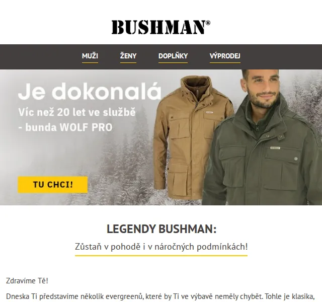 BUSHMAN: Legendární stálice s až 33% slevou – červen 2026 | Nuslet.cz