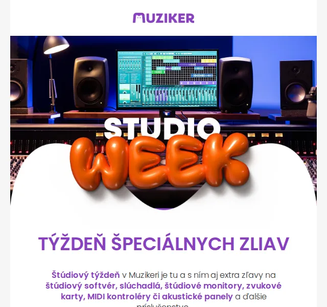 Muziker: Studio Week – slevy na studiovou techniku až 276 € – červen 2026 | Nuslet.cz