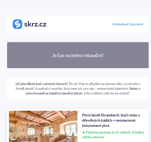 Vánoce na Skrz: Pivní lázně od 1 890 Kč – červen 2026 | Nuslet.cz