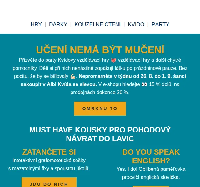 Albi: Kvído vzdělávací hry se slevou – červen 2026 | Nuslet.cz
