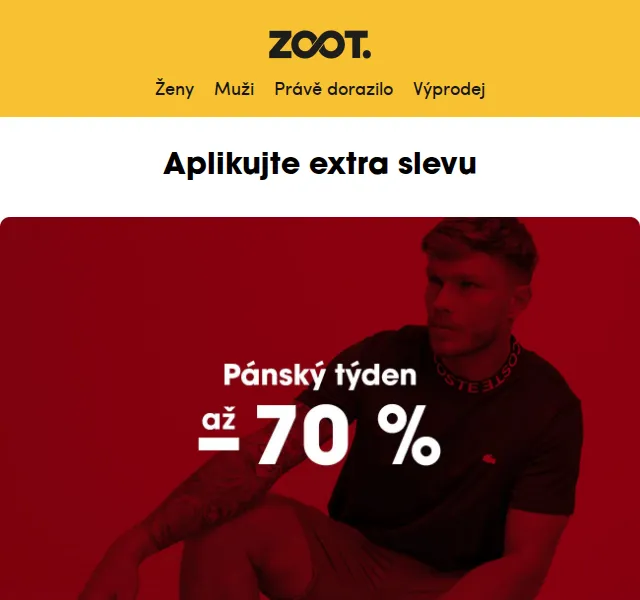 ZOOT: Extra 30% sleva na pánské oblečení v aplikaci – červen 2026 | Nuslet.cz