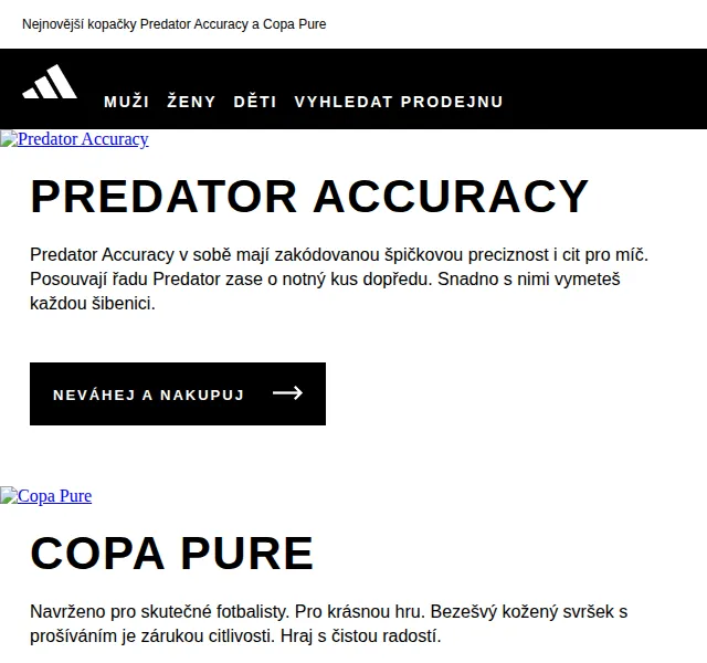 Adidas: Kopačky Predator Accuracy a Copa Pure – červen 2026 | Nuslet.cz