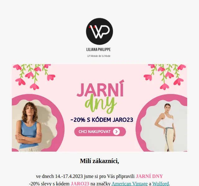 Liliana Philippe: 20% sleva na American Vintage a Wolford – duben 2023 | Nuslet.cz