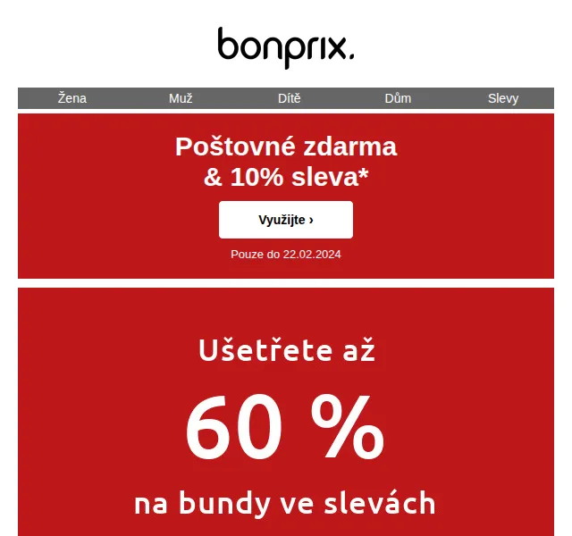 bonprix: Sleva 10 % + poštovné zdarma – červen 2026 | Nuslet.cz