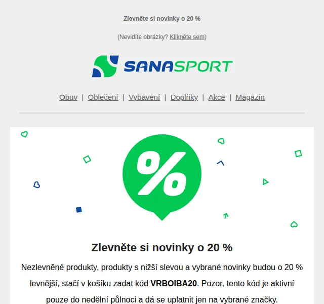 Sanasport: sleva 20 % na novinky – červen 2026 | Nuslet.cz