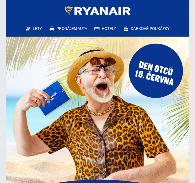 Ryanair: Dárková karta od 750 Kč – červen 2026 | Nuslet.cz