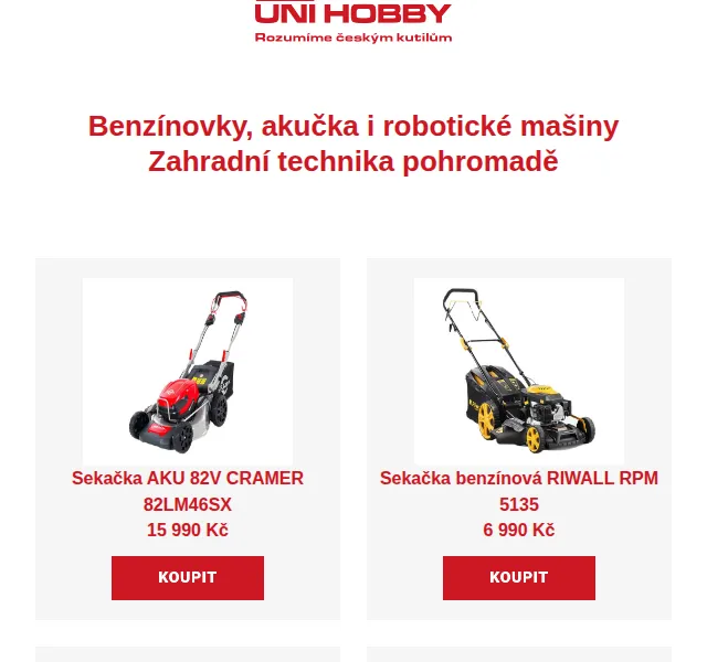 UNI HOBBY: Nový katalog zahradní techniky – červen 2026 | Nuslet.cz