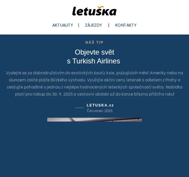Letuška.cz: Objevte svět s Turkish Airlines – červenec 2025 | Nuslet.cz