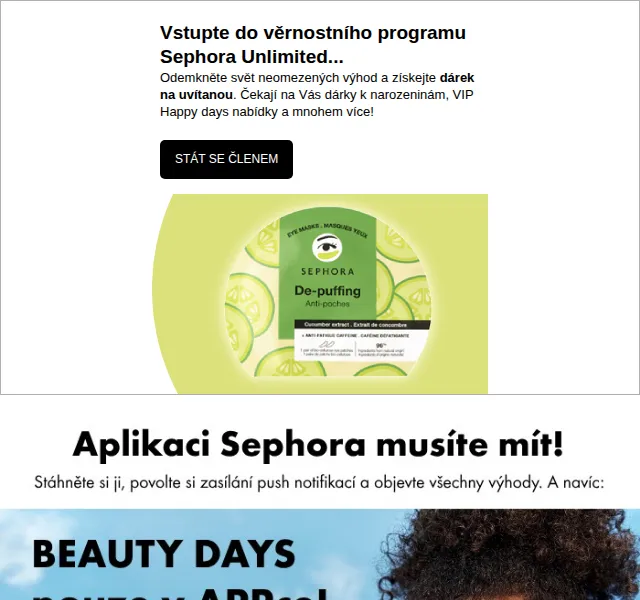 Sephora: Sleva 20 % v aplikaci – červenec 2026 | Nuslet.cz
