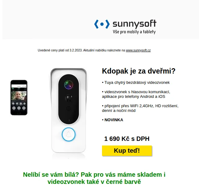 Sunnysoft: chytrý videozvonek Tuya – únor 2023 | Nuslet.cz