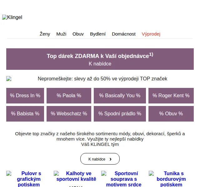 KLiNGEL: slevy až 50 % + dárek zdarma – červen 2026 | Nuslet.cz