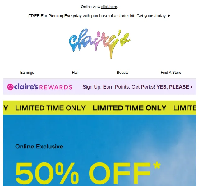 Claire's: 50% sleva na 1000+ produktů – červen 2026 | Nuslet.cz