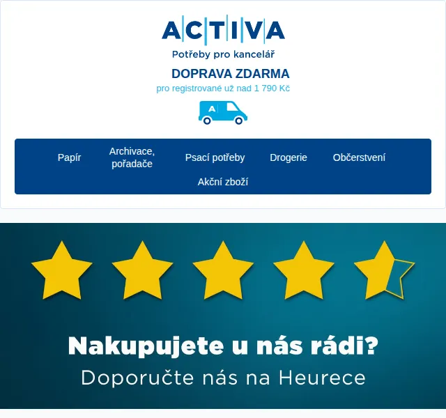 Activa: Doprava zdarma nad 1 790 Kč – červen 2026 | Nuslet.cz