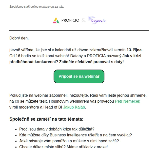 PROFICIO tým: Webinář Jak v krizi pracovat s daty – červen 2026 | Nuslet.cz