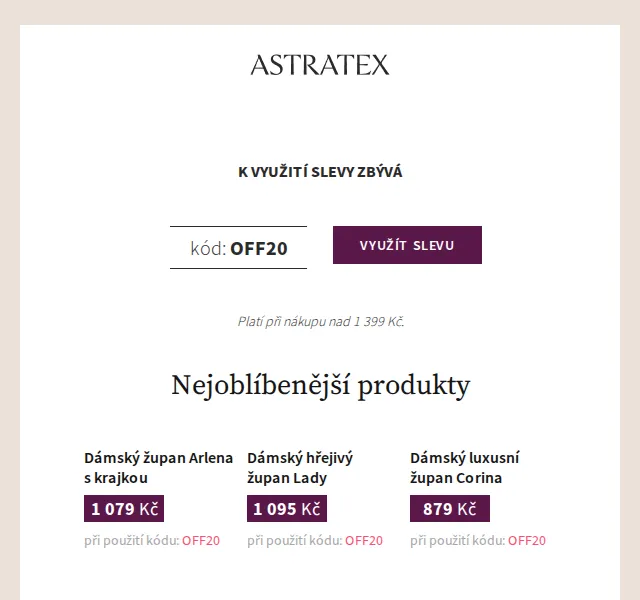 Astratex.cz: celý nákup −20 % – červen 2026 | Nuslet.cz