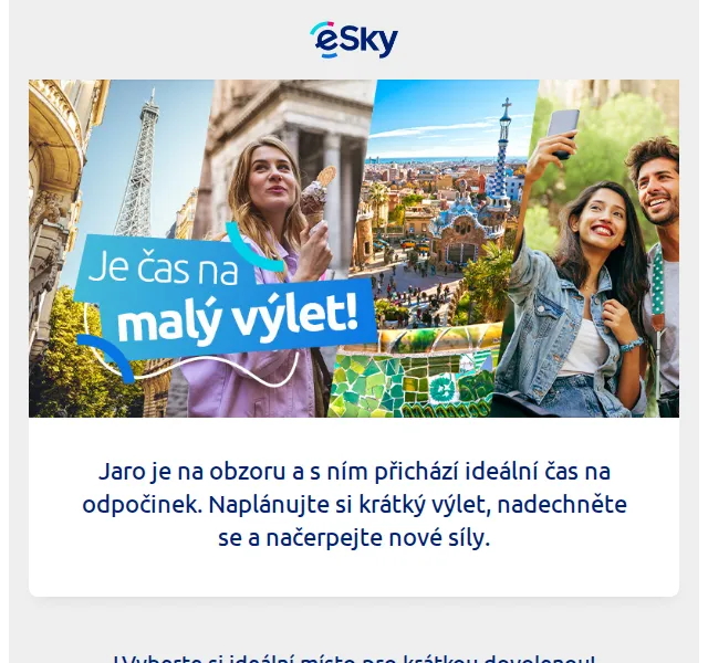 eSky.cz: Zpáteční letenky od 635 Kč – červen 2026 | Nuslet.cz