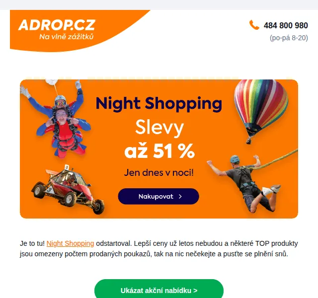 Adrop: Night Shopping – zážitky od 495 Kč – červen 2026 | Nuslet.cz