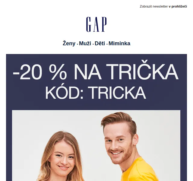 GAPstore: trička s extra slevou 20 % – červen 2026 | Nuslet.cz