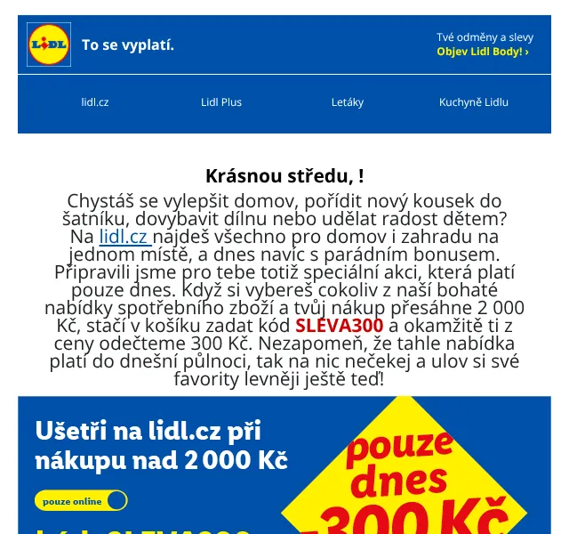 Lidl: 300 Kč sleva na nákup + zahradní nábytek – červenec 2026