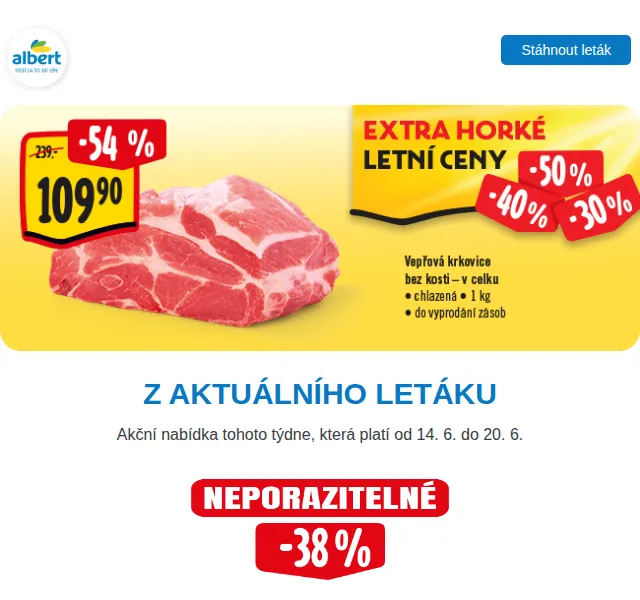 Albert: Vepřová krkovice s 54% slevou – červen 2026 | Nuslet.cz