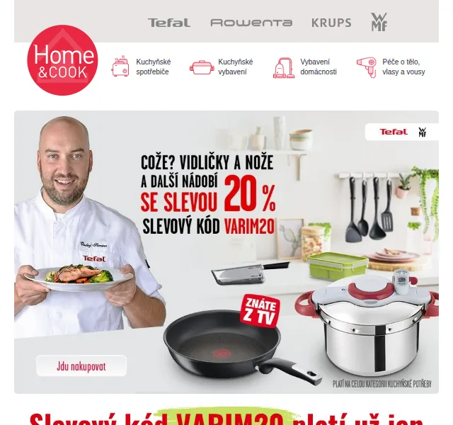 Home & Cook: sleva 20 % na nádobí Tefal a WMF – červen 2026 | Nuslet.cz