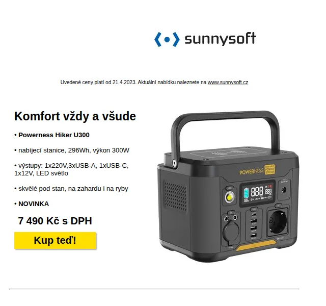 Sunnysoft: Powerness Hiker U300 7 490 Kč – červen 2026 | Nuslet.cz