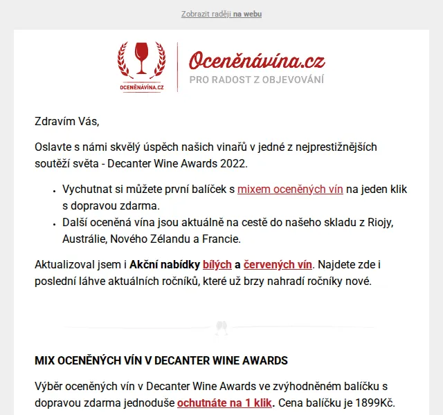 Vláďa z Oceněnávína.cz: Mix oceněných vín Decanter 1899 Kč – červen 2026 | Nuslet.cz