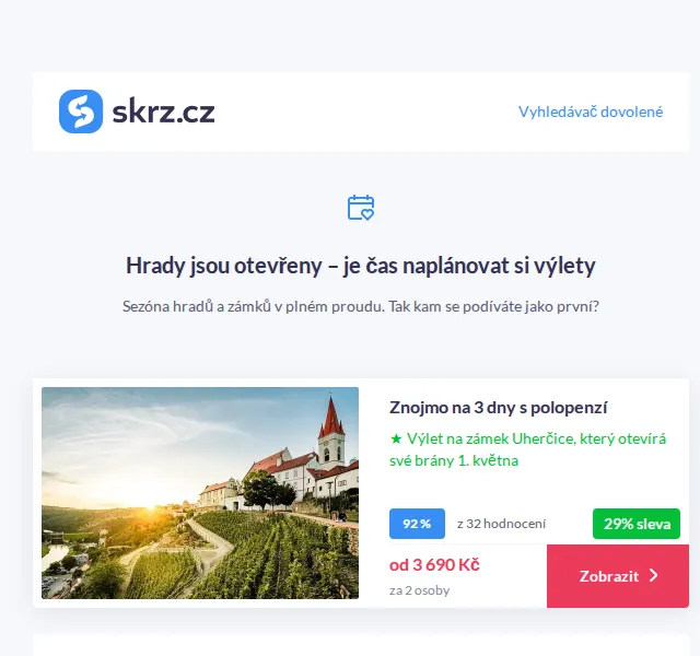 Skrz.cz: Pobyty u hradů a zámků – červen 2026 | Nuslet.cz