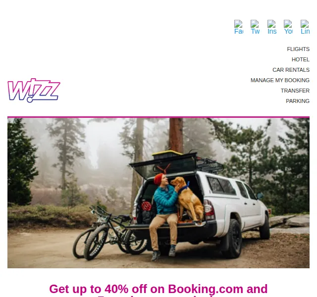 Wizz Air: sleva až 40 % na hotely a auta – červen 2026 | Nuslet.cz