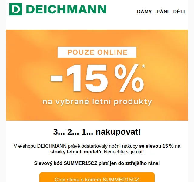 DEICHMANN: Noční nákupy –15 % na letní boty – červen 2026 | Nuslet.cz