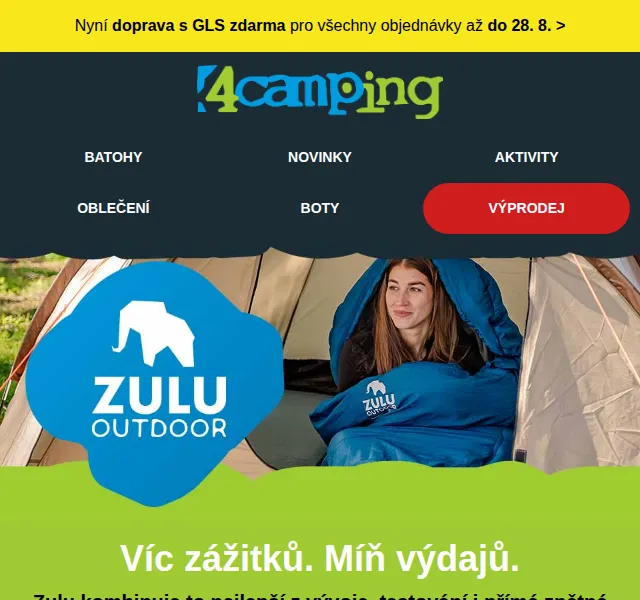 4camping.cz: Sleva na Zulu výbavu až 50 % – červen 2026 | Nuslet.cz
