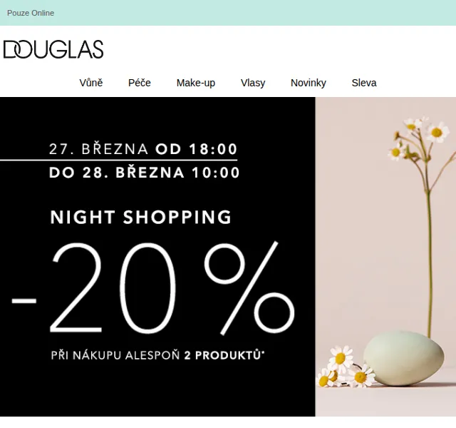 Douglas CZ: Sleva 20 % na dva a více produktů – červenec 2026 | Nuslet.cz