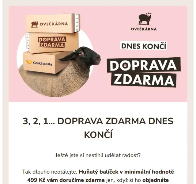 Ovečkárna: Doprava zdarma nad 499 Kč – červen 2026 | Nuslet.cz