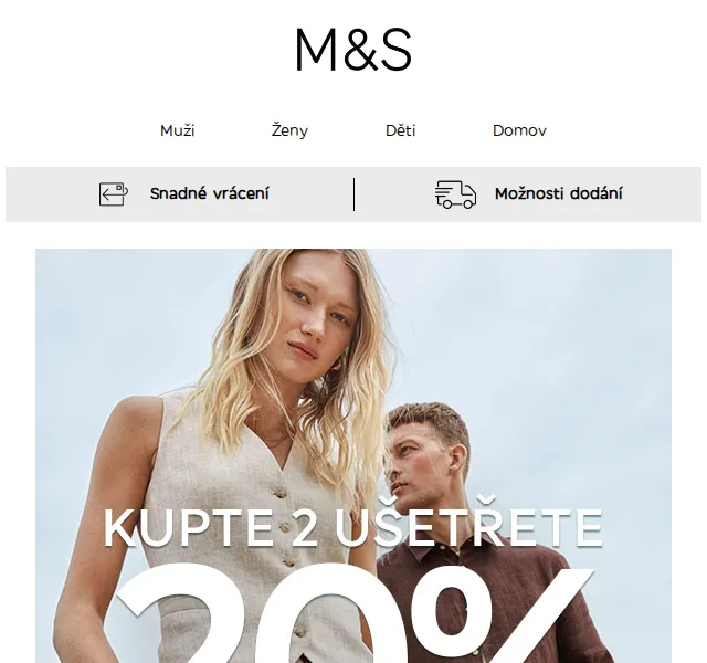 Marks and Spencer: Kupte 2, ušetřete 20 % na letní a lněné kousky – červenec 2026 | Nuslet.cz