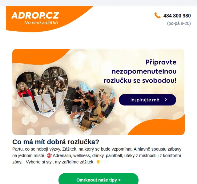 Adrop: Zážitek na rozlučku se svobodou – červen 2026 | Nuslet.cz