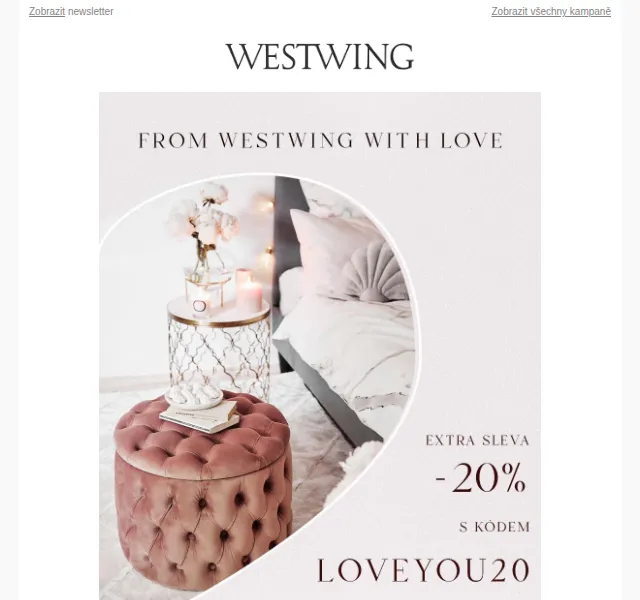 Westwing: Extra sleva -20 % na nejkrásnější produkty – červen 2026 | Nuslet.cz