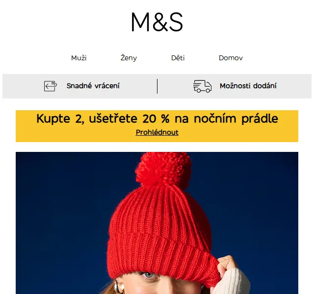 Marks and Spencer: Kupte 2, ušetřete 20 % na nočním prádle – červen 2026 | Nuslet.cz