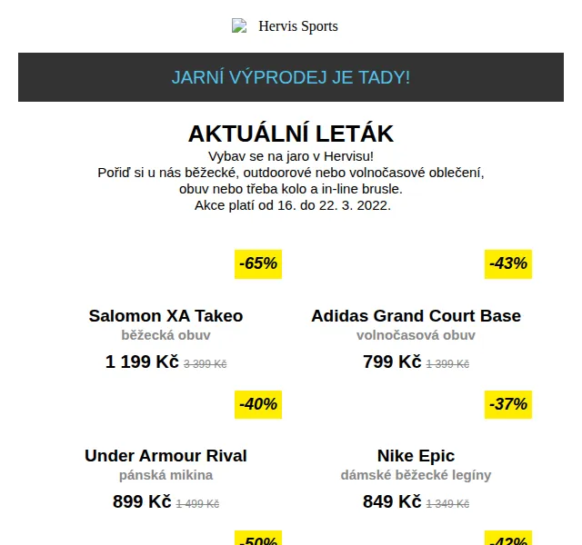Hervis: Jarní výprodej slevy až 65 % – březen 2022 | Nuslet.cz
